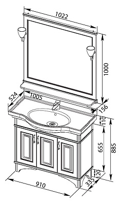 Тумба с раковиной Aquanet Валенса 100 белый краколет/серебро