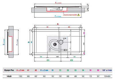 Поддон для душа Novellini Olympic Plus 140x90 см Black