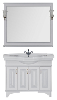 Тумба с раковиной Aquanet Валенса 110 белый краколет/серебро