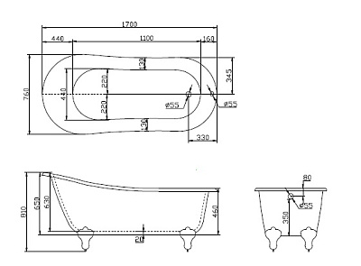 Акриловая ванна BELBAGNO 170x76