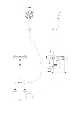 Смеситель для ванны с душем WONZON & WOGHAND CLICK, Белый матовый WW-FE05L221-MW