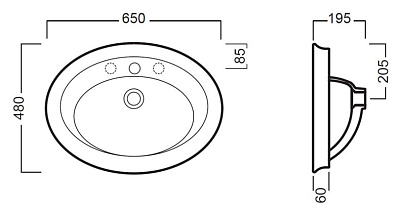 Раковина Hatria Dolcevita  (65 см) накладная