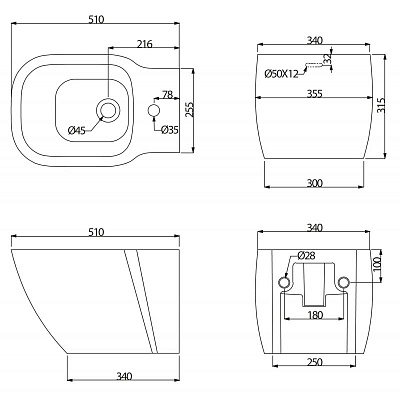 Биде подвесное BelBagno Aldina BB114BH