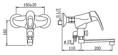 Смеситель Oras Safira 1074Х для ванны с душем