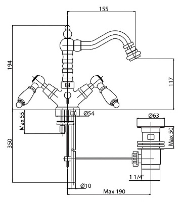 Смеситель Cezares First FIRST-BS2-01-Bi для биде