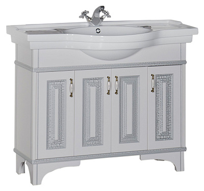 Тумба с раковиной Aquanet Валенса 110 белый краколет/серебро