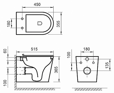 Чаша для унитаза подвесного BelBagno Flay-R BB053CHR