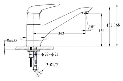 Смеситель GranFest 6124 для кухонной мойки серый