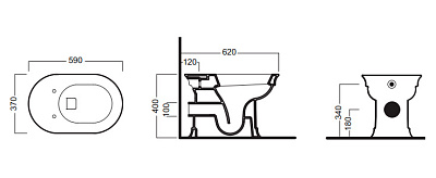 Унитаз приставной Hatria Dolcevita CR горизонтальный выпуск