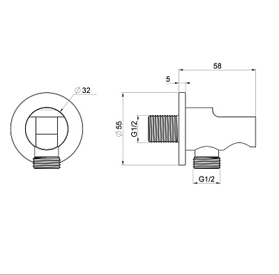 Шланговое подключение с держателем WONZON & WOGHAND, Белый матовый WW-HZ2319-MW