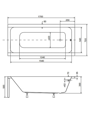 Акриловая ванна BESCO Modern 170
