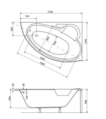 Акриловая ванна BESCO Finezja Nova 170 P