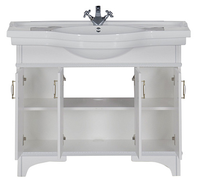 Тумба с раковиной Aquanet Валенса 110 белый краколет/серебро