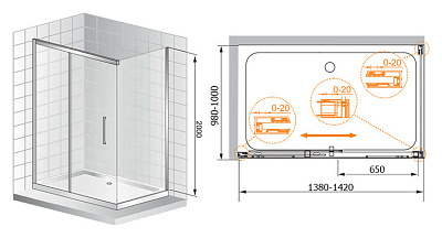 Душевой уголок Cezares Premier Soft AH1 140/100 C Cr IV