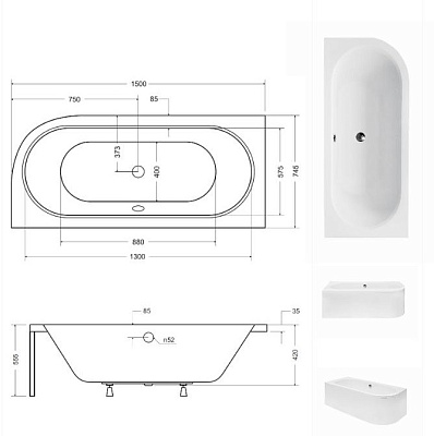 Акриловая ванна BESCO Avita 150 L