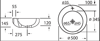 Раковина BelBagno Aria 50 BB1053LW накладная