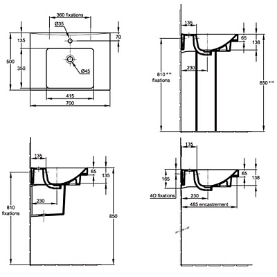 Раковина Jacob Delafon Odeon Up E4732