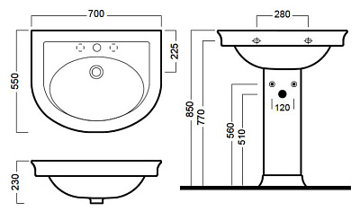 Раковина Hatria Dolcevita  (70 см)