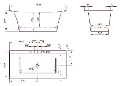 Ванна из литьевого мрамора Romance Collection Arna 162x82