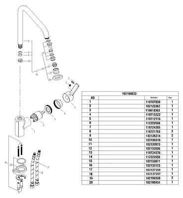 Смеситель E.C.A. Mix D 102108633 для кухонной мойки