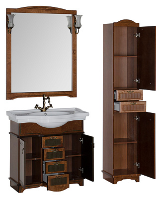 Тумба с раковиной Aquanet Луис 90 NEW темный орех