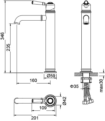Смеситель для раковины-чаши Timo Arisa 5311/00F хром