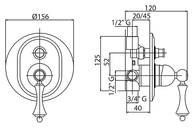 Смеситель Cezares Margot MARGOT-VDIM-01-M для ванны с душем