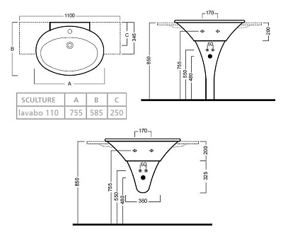 Раковина Hatria Sculture (110 см)
