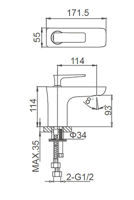 Смеситель для раковины WONZON & WOGHAND SHARK, Хром WW-481101-CR