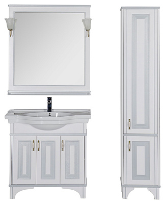 Тумба с раковиной Aquanet Валенса 100 белый краколет/серебро