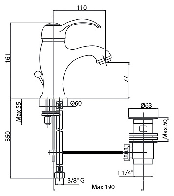 Смеситель Caprigo Maggiore 11-020-crm для раковины