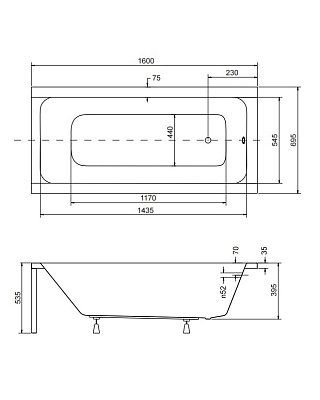 Акриловая ванна BESCO Modern 160