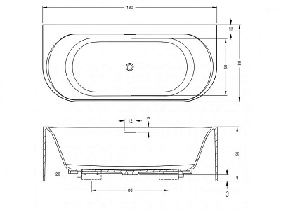 Ванна из литого мрамора Riho Essence B2W 180x80
