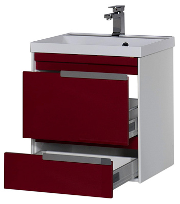 Тумба с раковиной Aquanet Тиволи 60 бордо