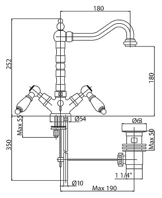 Смеситель Cezares Diamond DIAMOND-LS2-01-Sw для раковины