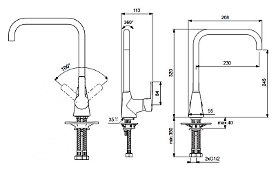 Смеситель Vidima Уно BA242AA для кухонной мойки