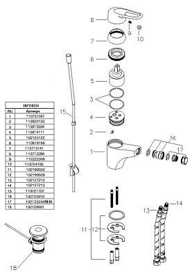 Смеситель E.C.A. Mix L 102110224 для биде