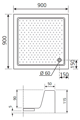 Поддон для душа Novellini Olympic 90x90 см