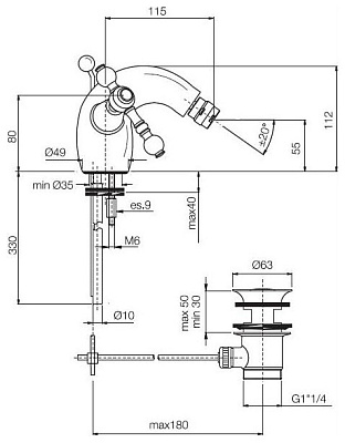 Смеситель Fima Carlo Frattini Epoque F5062/2CR для биде