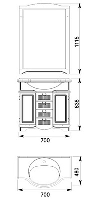 Зеркало Aquanet Луис 70 темный орех