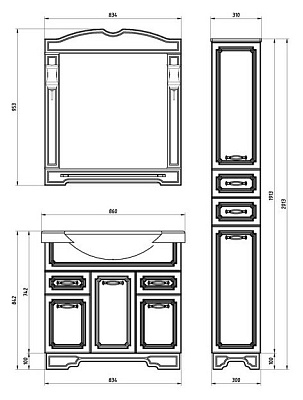 Тумба с раковиной ASB-Mebel Астра нсв декор 85 белая