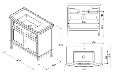 Тумба с раковиной Caprigo Джардин 90 ONTANO