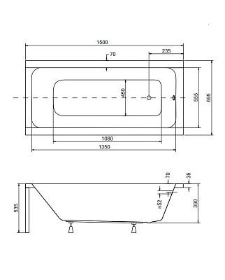 Акриловая ванна BESCO Modern 150