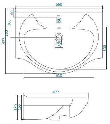 Раковина Santek Байкал 65 WH109651 полувстраиваемая