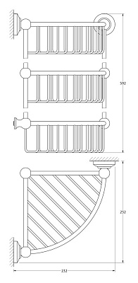Полка 3SC Stilmar STI 109 угловая, 3-х ярусная, хром, золото