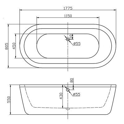 Акриловая ванна BELBAGNO 177x80