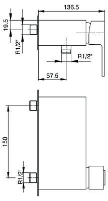 Смеситель E.C.A. Elegant 102102328 для душа