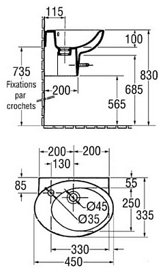 Рукомойник Jacob Delafon Presquile E1337