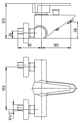 Смеситель E.C.A. Mix T 402102183 для ванны с душем