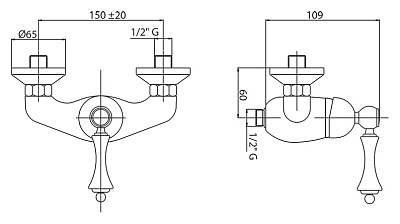 Смеситель Cezares Margot MARGOT-DM-03/24-Bi для душа